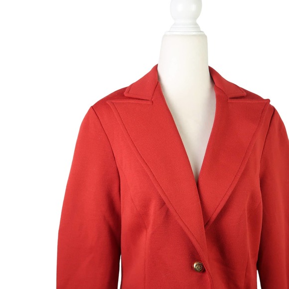 Vintage 70s Alex Colman rust red belted blazer jacket M - Picture 2 of 7